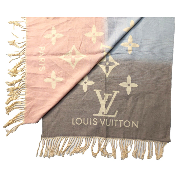 Louis Vuitton Monogram Reykjavik Yellow Pink Blue Gradient Shawl Pre-Owned $995 - Picture 11 of 16